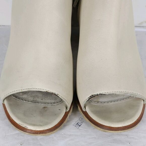 Sorel Women's Nadia US7 Beige Leather Snakeskin Embossed Peep Toe Ankle Booties - Picture 4 of 16